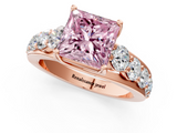 Rose gold Fancy Pink Princess  Cut Diamond Engagement Ring with Pavé Band and Four-Prong Setting_4
