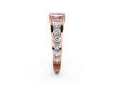 Rose gold Fancy Pink Princess  Cut Diamond Engagement Ring with Pavé Band and Four-Prong Setting_5