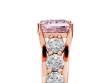 Rose gold Fancy Pink Princess  Cut Diamond Engagement Ring with Pavé Band and Four-Prong Setting_8