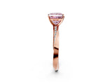 Rose gold Fancy Pink Princess Cut Diamond Engagement Ring with Side Stone Accents and Four-Prong Setting_14