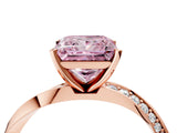 Rose gold Fancy Pink Princess Cut Diamond Engagement Ring with Side Stone Accents and Four-Prong Setting_16
