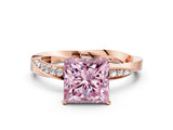 Rose gold Fancy Pink Princess Cut Diamond Engagement Ring with Side Stone Accents and Four-Prong Setting_24