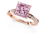 Rose gold Fancy Pink Princess Cut Diamond Engagement Ring with Side Stone Accents and Four-Prong Setting_25