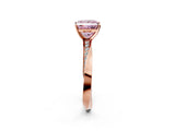 Rose gold Fancy Pink Princess Cut Diamond Engagement Ring with Side Stone Accents and Four-Prong Setting_26