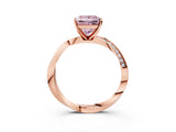 Rose gold Fancy Pink Princess Cut Diamond Engagement Ring with Side Stone Accents and Four-Prong Setting_27