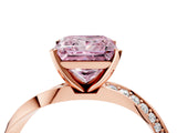 Rose gold Fancy Pink Princess Cut Diamond Engagement Ring with Side Stone Accents and Four-Prong Setting_28