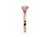 Rose gold Fancy Pink Princess Cut Diamond Engagement Ring with Side Stone Accents and Four-Prong Setting_98