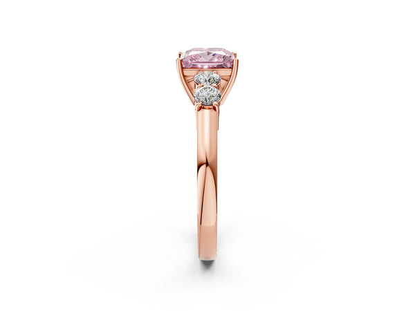 Rose gold Fancy Pink Princess  Cut Diamond Five-Stone Prong Set White Gold Ring