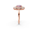 Rose gold Fancy Pink Princess Cut Diamond Floral Double Halo Engagement Ring with Prong Setting_26
