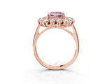 Rose gold Fancy Pink Princess Cut Diamond Floral Double Halo Engagement Ring with Prong Setting_63