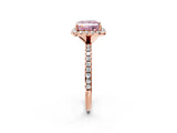 Rose gold Fancy Pink Princess  Cut Diamond Floral Halo Engagement Ring with Pavé Band and Prong Setting_18