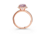 Rose gold Fancy Pink Princess  Cut Diamond Floral Halo Engagement Ring with Pavé Band and Prong Setting_19