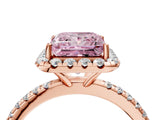 Rose gold Fancy Pink Princess  Cut Diamond Floral Halo Engagement Ring with Pavé Band and Prong Setting_20