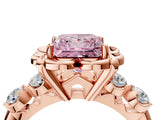 Rose gold Fancy Pink Princess  Cut Diamond Floral Halo Engagement Ring with Shared Prong Setting 4