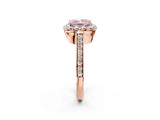 Rose gold Fancy Pink Princess Cut Diamond Floral Halo Ring with Pavé Band and Prong Setting_5