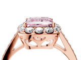 Rose gold Fancy Pink Princess Cut Diamond Floral Halo Ring with Pavé Band and Prong Setting_7