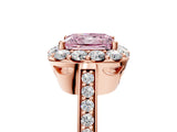 Rose gold Fancy Pink Princess Cut Diamond Floral Halo Ring with Pavé Band and Prong Setting_8