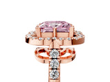 Rose gold Fancy Pink Princess Cut Diamond Floral Halo Split Shank Prong Setting Ring_5