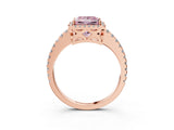 Rose gold Fancy Pink Princess Cut Diamond Halo Engagement Ring with Pavé Band and Prong Setting_30