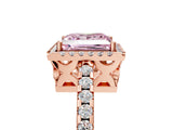 Rose gold Fancy Pink Princess Cut Diamond Halo Engagement Ring with Pavé Band and Prong Setting_32