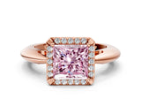 Rose gold Fancy Pink Princess  Cut Diamond Halo Engagement Ring with Split Shank and Four-Prong Setting_29