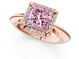 Rose gold Fancy Pink Princess  Cut Diamond Halo Engagement Ring with Split Shank and Four-Prong Setting_30