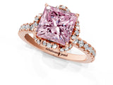 Rose gold Fancy Pink Princess Cut Diamond Halo Pave Band with Four-Prong Setting_4