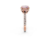 Rose gold Fancy Pink Princess Cut Diamond Halo Pave Band with Four-Prong Setting_5