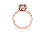 Rose gold Fancy Pink Princess Cut Diamond Halo Pave Band with Four-Prong Setting_6