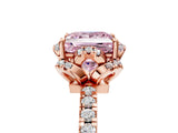 Rose gold Fancy Pink Princess Cut Diamond Halo Pave Band with Four-Prong Setting_8