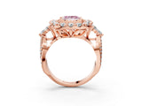 Rose gold Fancy Pink Princess Cut Diamond Halo Ring with Pavé Band and Four-Prong Setting_20