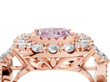 Rose gold Fancy Pink Princess Cut Diamond Halo Ring with Pavé Band and Four-Prong Setting_21