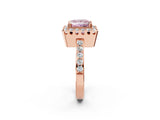 Rose gold Fancy Pink Princess Cut Diamond Halo Ring with Pavé Band and Prong Setting_2