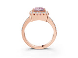 Rose gold Fancy Pink Princess Cut Diamond Halo Ring with Pavé Band and Prong Setting_3