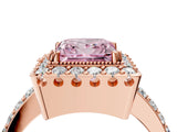 Rose gold Fancy Pink Princess Cut Diamond Halo Ring with Pavé Band and Prong Setting_4