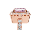 Rose gold Fancy Pink Princess Cut Diamond Halo Ring with Pavé Band and Prong Setting_5