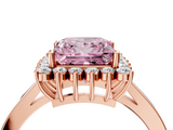 Rose gold Fancy Pink Princess  Cut Diamond Halo Ring with Round Brilliant Halo and Solitaire Band_4