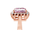 Rose gold Fancy Pink Princess  Cut Diamond Halo Ring with Round Brilliant Halo and Solitaire Band_5