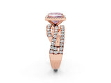 Rose gold Fancy Pink Princess Cut Diamond Halo Ring with Round Split Shank and Prong Setting_38