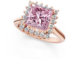 Rose gold Fancy Pink Princess  Cut Diamond Halo Ring with Solitaire Band and Prong Setting_35