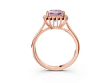 Rose gold Fancy Pink Princess  Cut Diamond Halo Ring with Solitaire Band and Prong Setting_37