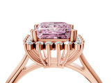 Rose gold Fancy Pink Princess  Cut Diamond Halo Ring with Solitaire Band and Prong Setting_38
