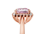 Rose gold Fancy Pink Princess  Cut Diamond Halo Ring with Solitaire Band and Prong Setting_39