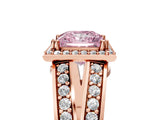 Rose gold Fancy Pink Princess Cut Diamond Halo Ring with Split Shank Pavé Band and Four-Prong Setting_5