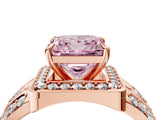 Rose gold Fancy Pink Princess Cut Diamond Halo Ring with Split Shank and Bezel Accents and Four-Prong Setting_4