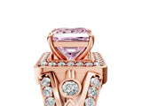 Rose gold Fancy Pink Princess Cut Diamond Halo Ring with Split Shank and Bezel Accents and Four-Prong Setting_5