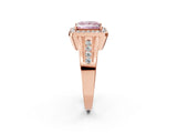 Rose gold Fancy Pink Princess Cut Diamond Halo Ring with Split Shank and Bezel Accents and Prong Setting_2
