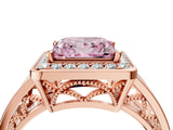 Rose gold Fancy Pink Princess Cut Diamond Halo Ring with Split Shank and Bezel Accents and Prong Setting_4