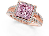 Rose gold Fancy Pink Princess Cut Diamond Halo Split Shank Engagement Ring_40