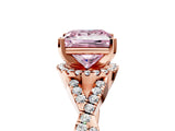 Rose gold Fancy Pink Princess Cut Diamond  Halo Twist Band Solitaire Prong Setting Ring_41